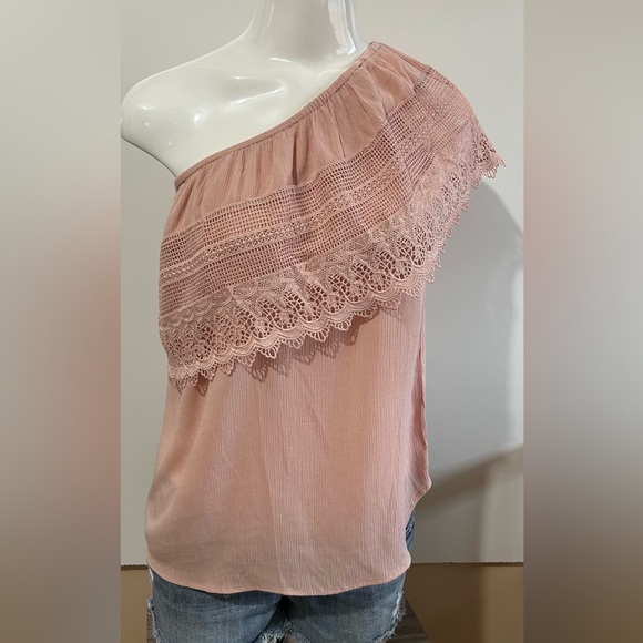 SOCIALITE PINK BLUSH ONE SHOULDER RAYON MIX TOP IN SIZE MEDIUM - Picture 2 of 8